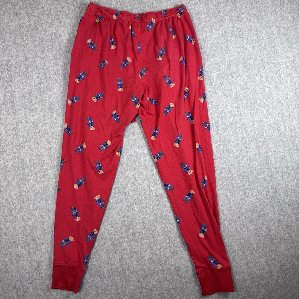 Polo Ralph Lauren Sleepwear Pants Men's Bear Pajamas Sz M RED - Picture 2 of 6